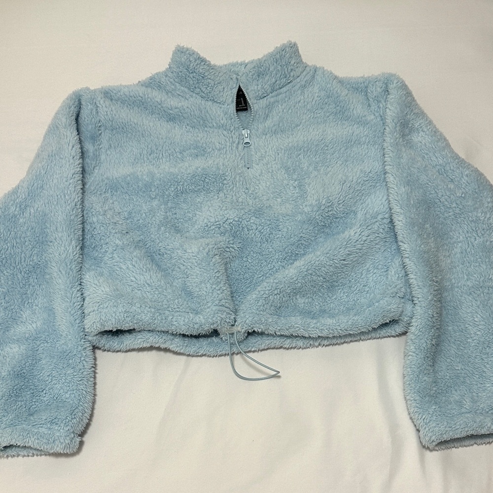 F21 Light Blue Fleece Pullover (size M)